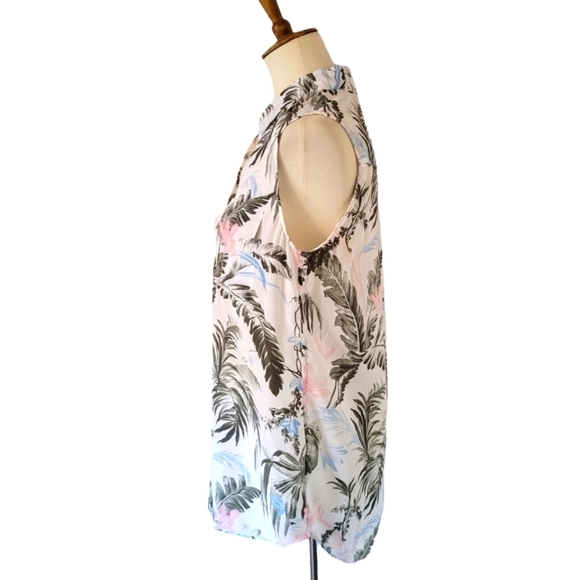Equipment - Silk Fern Floral Multi Color Sleeveless Blouse - Picture 3 of 6
